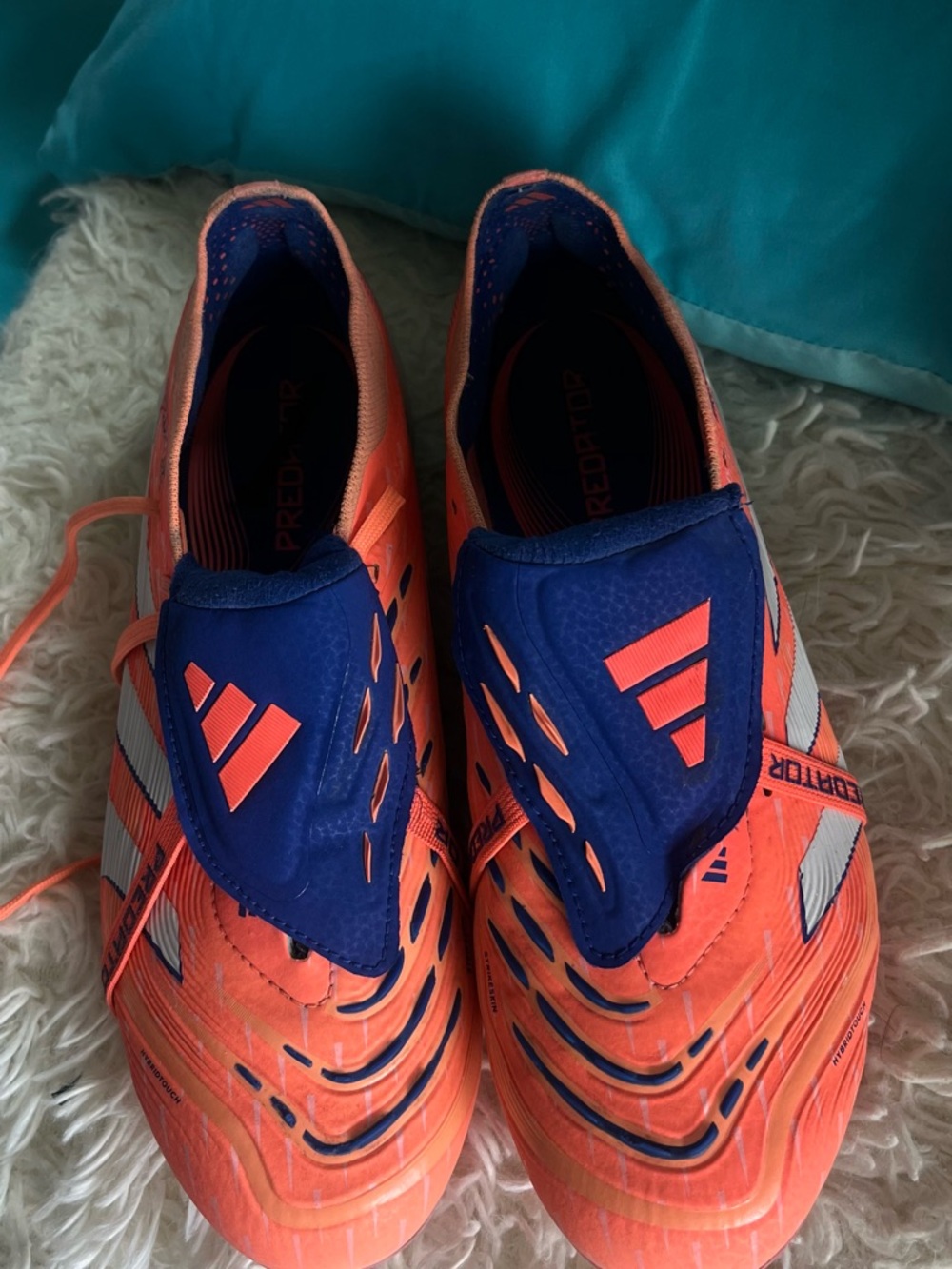 adidas Soccer Cleats Orange with Blue Accents
